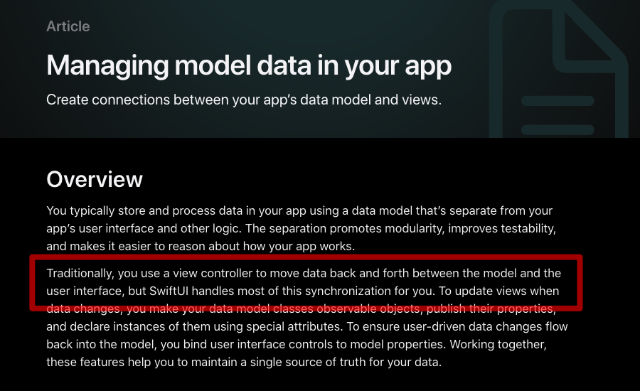 Managing model data in your app