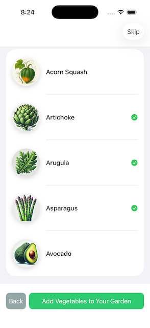 Add Vegetables to Garden